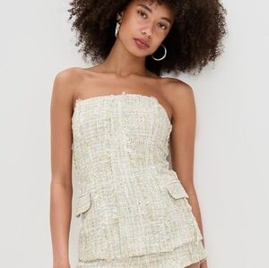 Line & Dot Clover Tweed Strapless Top
